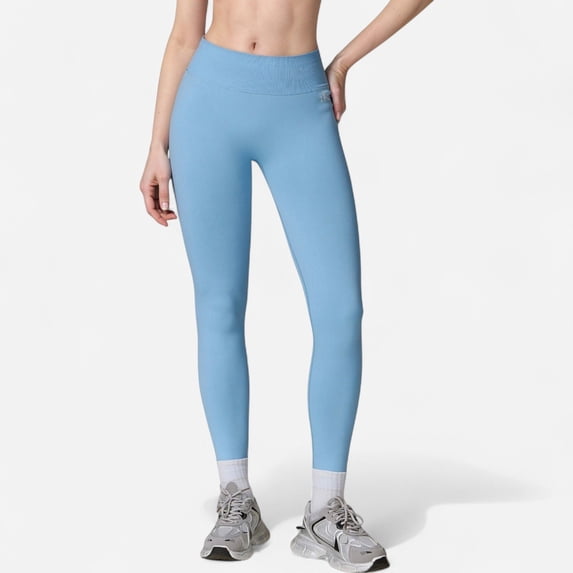 Women's High Waist Seamless Leggings with Stretch Fabric and Second-Skin Fit - Small, Light Blue