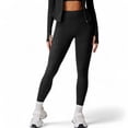 thumbnail image 1 of Women's High Waist Seamless Leggings with Subtle Textured Pattern - Small, Black, 1 of 6