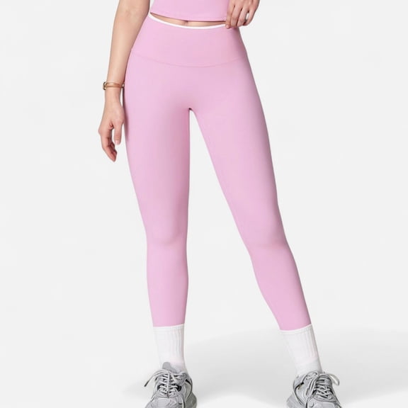 Women's High Waist Seamless Leggings with Tummy Control and Sculpting Fit for Active or Casual Everyday Wear - Large, Pink