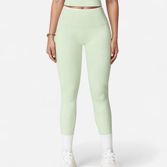 Women's High Waist Seamless Leggings with Tummy Control and Sculpting Fit for Active or Casual Everyday Wear - Medium, Green