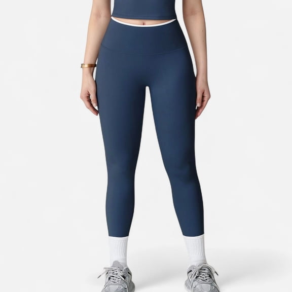 Women's High Waist Seamless Leggings with Tummy Control and Sculpting Fit for Active or Casual Everyday Wear - Small, Navy