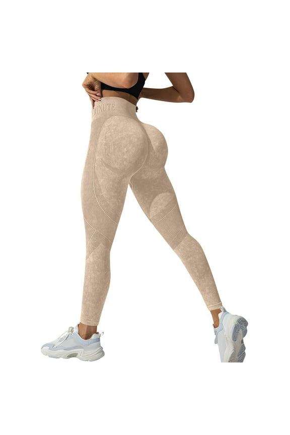 Women's High Waist Seamless Washed Yoga Leggings Stretchy Workout Pants