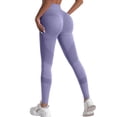 thumbnail image 1 of Women's High Waist Seamless Yoga Pants with Tummy Control, Squat-Proof Workout Leggings for Gym, Peach Butt Lifting Compression Fitness Pants,Purple M, 1 of 5