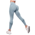 thumbnail image 1 of Women's High Waist Seamless Yoga Pants with Tummy Control, Squat-Proof Workout Leggings for Gym, Peach Butt Lifting Compression Fitness Pants,Sky Blue L, 1 of 5