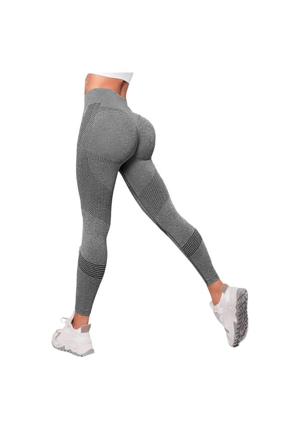 Women's High Waist Seamless Yoga Pants with Tummy Control, Squat-Proof Workout Leggings for Gym, Peach Butt Lifting Compression Fitness Pants,Gray M