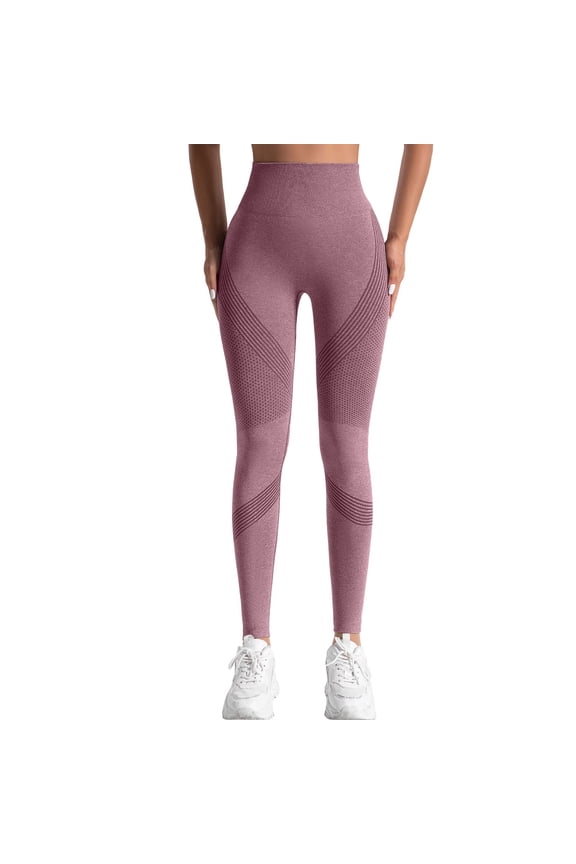 Women's High Waist Seamless Yoga Pants with Tummy Control, Squat-Proof Workout Leggings for Gym, Peach Butt Lifting Compression Fitness Pants,Wine S