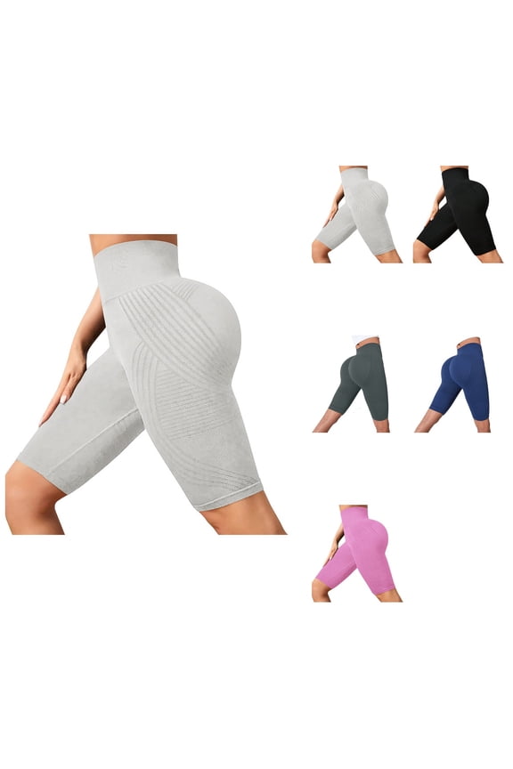 Women's High Waist Seamless Yoga Shorts, Peach Lifting Fitness Running Gym Athletic Shorts with 3D Anti-Cellulite Compression Push-Up Sculpting Technology