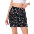 thumbnail image 1 of Women's High-Waist Sequin Mini Skirt Fitted Bodycon Glittering Design- X Large, Colorful, 1 of 6