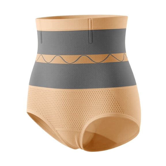 Women's High Waist Shapewear Shorts Wave Pattern Compression Brief Shapewear Strentchy Tummy Control Body Shaper for Women XS