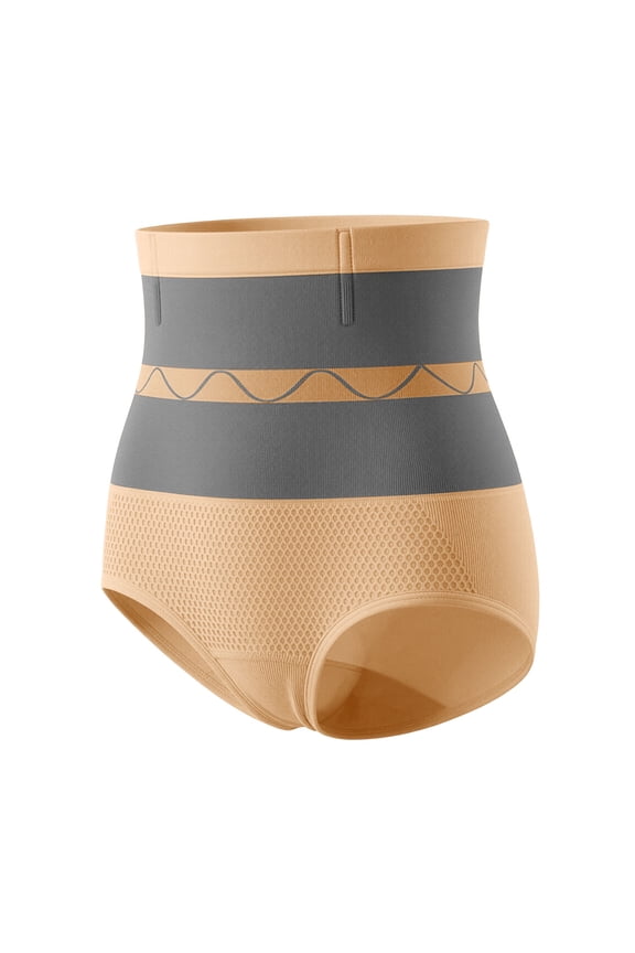 Women's High Waist Shapewear Shorts Wave Pattern Compression Brief Shapewear Strentchy Tummy Control Body Shaper for Women XS