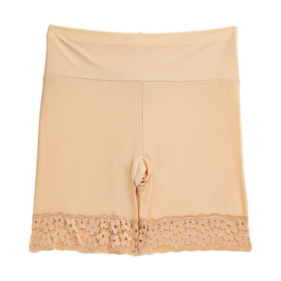 Women's High Waist Shaping Boyshort, Lace Hem Butt Lifting Breathable Underwear Shorts Khaki Underwear Women Pack L