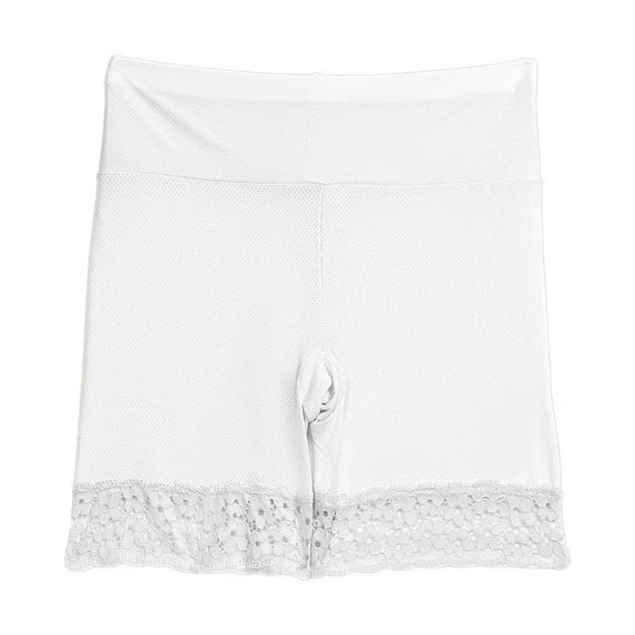 Women's High Waist Shaping Boyshort, Lace Hem Butt Lifting Breathable Underwear Shorts White XXL