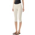 thumbnail image 1 of Women's High Waist Side Slit Capri Leggings, Butt Lifting Tight Fit Yoga Pants with Slimming Effect, Stretchy Workout Crop Tights for Running Fitness Gym Daily Wear Beige L, 1 of 5
