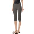 thumbnail image 1 of Women's High Waist Side Slit Capri Leggings, Butt Lifting Tight Fit Yoga Pants with Slimming Effect, Stretchy Workout Crop Tights for Running Fitness Gym Daily Wear Grey L, 1 of 5