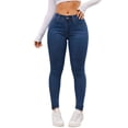 thumbnail image 1 of Women's High Waist Skinny Jeans - Moderate Stretch Denim Pants, Blue Size L, 1 of 4