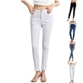 thumbnail image 1 of Women's High Waist Skinny Jeans Stretchy Slim Fitting Classic Casual Denim Pants for Comfortable Daily Wear White S, 1 of 9