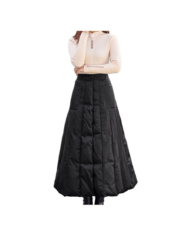 Women Warm Stylish Cold Protection One Piece Skirt Long Length Down Wrap Skirt Club Basic Leisure Dailywear