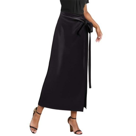Women's High Waist Slit Pencil Skirt - Satin Midi, Casual/Work, Summer - S-XXXL