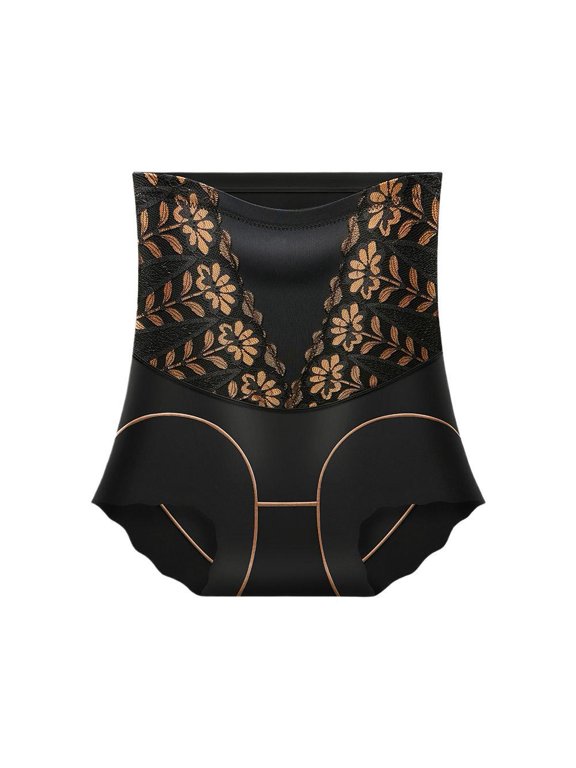 Women’s High-Waist Smoothing Shorts, Black, L, wide high-rise waistband, seamless outer look, full-coverage short cut, smooth everyday layering