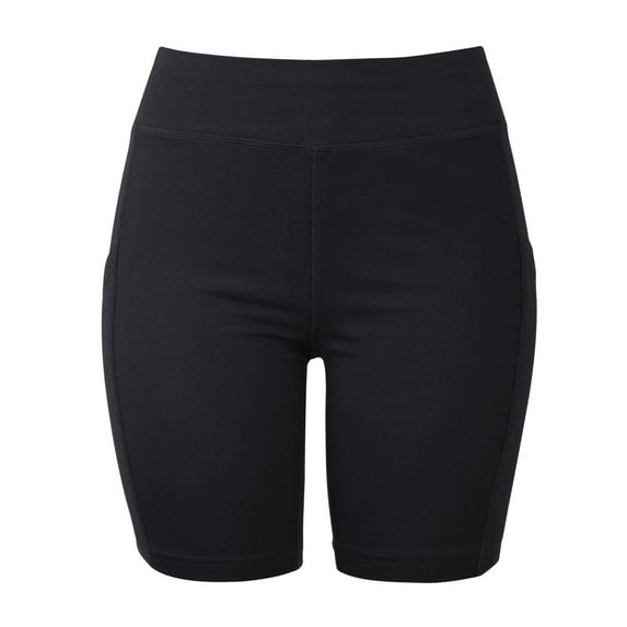 Women's High Waist Soft Ultra Stretch Yoga Shorts Leggings with 2 Side Pockets Pack of 3 Black