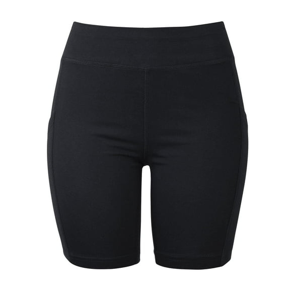 Women's High Waist Soft Ultra Stretch Yoga Shorts Leggings with 2 Side Pockets Pack of 3 Black