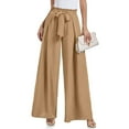 thumbnail image 1 of Women's High Waist Solid Print Wide Leg Pants, Soft Stretchy Polyester Casual Loose Lounge Pants for Everyday Wear, 1 of 6