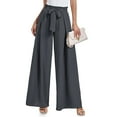 thumbnail image 1 of Women's High Waist Solid Print Wide Leg Pants, Soft Stretchy Polyester Casual Loose Lounge Pants for Everyday Wear, 1 of 6