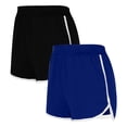 thumbnail image 1 of Women's High Waist Spandex Yoga Shorts 2PCS Solid Color Shorts for Women Casual Loose Comfy Elastic Waist Yoga Athletic Short Pants Trendy Beach Shorts with Pockets Holiday Gift Finder Blue XL, 1 of 2