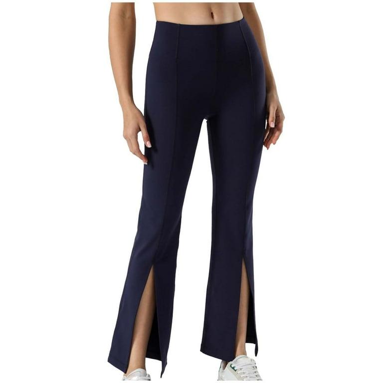 Women's High Waist Split Hem Flare Leg Leggings Workout Gym Yoga
