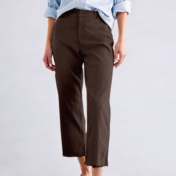 Women's High Waist Straight Leg Ankle Trousers Comfortable Stretchy Slim Fit Cropped Casual Pants Women's Comfortable Lightweight Regular Pants Girl Pull On Sweatpants