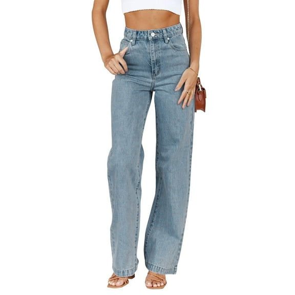 Women's High Waist Straight Leg Jeans Casual Streetwear Denim Pants Loose Fit Comfortable E-Girl Style Trousers for Everyday Wear