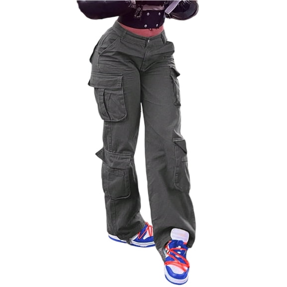 Women's High Waist Straight-Leg Jeans - Solid Color Versatile Non-Stretchy Casual Pants, Gray Size S