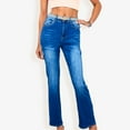 thumbnail image 1 of Women's High Waist Straight Leg Jeans With Vintage Wash And Classic Fit- Medium, Blue, 1 of 6