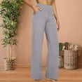 thumbnail image 1 of Women's High Waist Straight Leg Pants, Casual Loose Fit Pull-On Pants with Pockets, Solid Color Yoga Inspired Daily Pants for Multiple Occasions, Comfortable Elastic Waist Lounge Pants for Women, 1 of 9