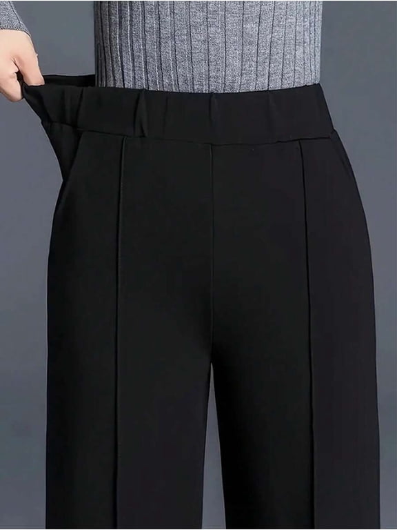 Women's High Waist Straight Leg Pants, Draped Loose Casual Trousers