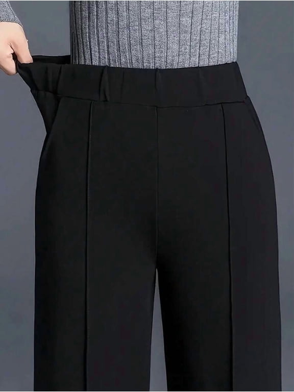 Women's High Waist Straight Leg Pants with Pressed Crease for Fall Winter Office Daily Wear
