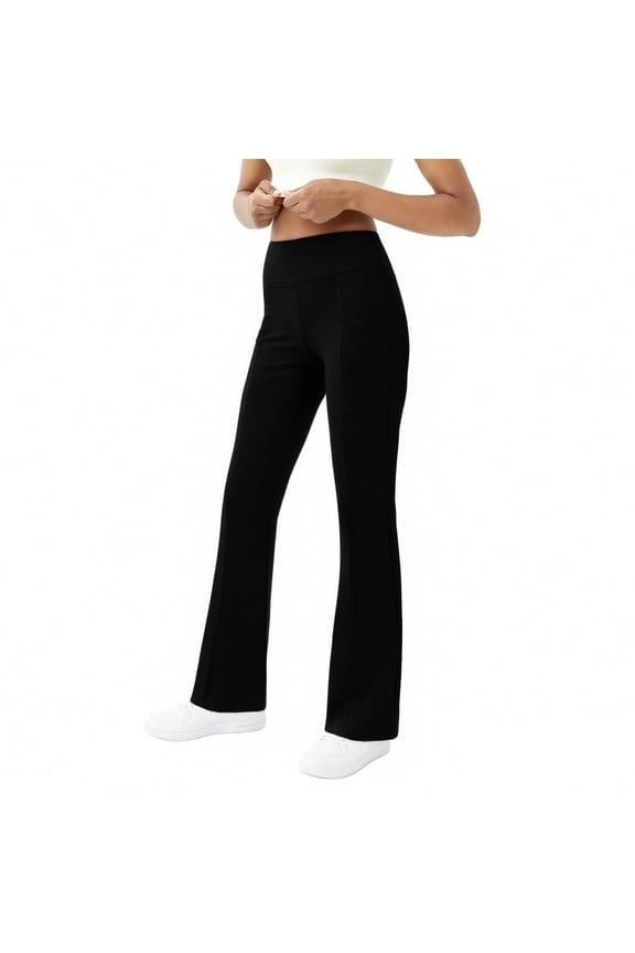 Women's High Waist Straight Leg Yoga Pants, Tummy Control Workout Pants, Booty Lifting Fitness Trousers, Squat Proof Exercise Pants, Comfortable Straight Cut Bottoms, Athletic Casual Wear Black