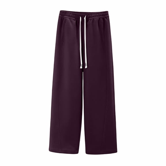 Women's High Waist Straight Loose Slim Scimitar Sports Sweatpants Casual Trousers, Dark Purple, Size S