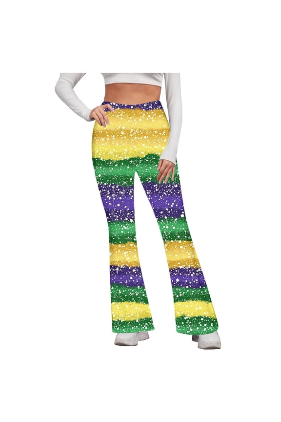 Women's High Waist Stretch Bell Bottom Slim-Fit Flare Leg Hippie Pants