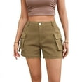 thumbnail image 1 of Women's High Waist Stretch Cargo Shorts - Summer Casual Workwear Utility Shorts with Pockets, 1 of 6