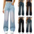 thumbnail image 1 of Women's High Waist Stretch Denim Pants Relaxed Fit Wide Leg Jeans with Comfortable Elastic Waist for Casual, 1 of 9