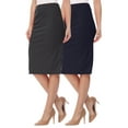 thumbnail image 1 of Women's 2 Pack High Waist Stretch Pull On Pencil Midi Skirt Casual Office Soft Fit, 1 of 5