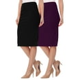 thumbnail image 1 of Women's High Waist Stretch Pull On Casual Office Soft Pencil Midi Skirt (Pack of 2), 1 of 5