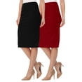 thumbnail image 1 of Women's High Waist Stretch Pull On Casual Office Soft Pencil Midi Skirt (Pack of 2), 1 of 5