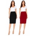 thumbnail image 1 of Women's 2 Pack High Waist Stretch Pull On Pencil Midi Skirt Casual Office Soft Fit Skirt, 1 of 5