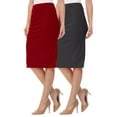 thumbnail image 1 of Women's 2 Pack High Waist Stretch Pull On Pencil Midi Skirt Casual Office Soft Fit, 1 of 5