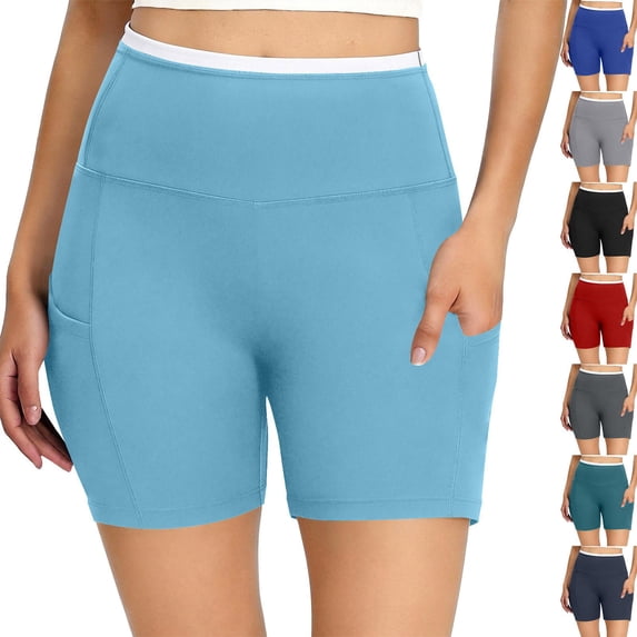 Women's High-Waist Stretch Yoga Shorts with Pockets, Tummy Control Compression Running Bottoms, Hip Lifting Athletic Training Gear for Gym, Jogging, Pilates, Workout & | TruHer,Black L