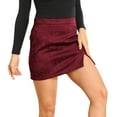 thumbnail image 1 of Women's High Waist Suede Zipper Short Skirt Autumn Winter Solid Hip Wrap Skirt, 1 of 6