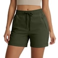 thumbnail image 1 of Women's High Waist Sweat Shorts Drawstring Stretchy Comfortable Workout Athletic Shorts with Zipper Pockets (2XL, Army Green), 1 of 9