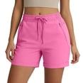 thumbnail image 1 of Women's High Waist Sweat Shorts Drawstring Stretchy Comfortable Workout Athletic Shorts with Zipper Pockets (3XL, Pink), 1 of 9